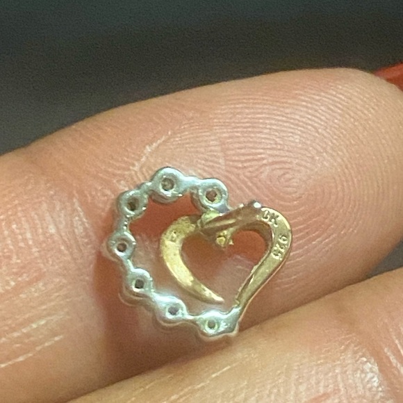 Preowned Kay Jewelers Diamond Small Heart Earrings Sterling Silver 10K Rose Gold - Picture 10 of 14